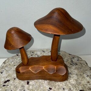 MidCentury Modern Monkey Pod Mushroom Serve Leilani Handcrafted Toothpick Holder